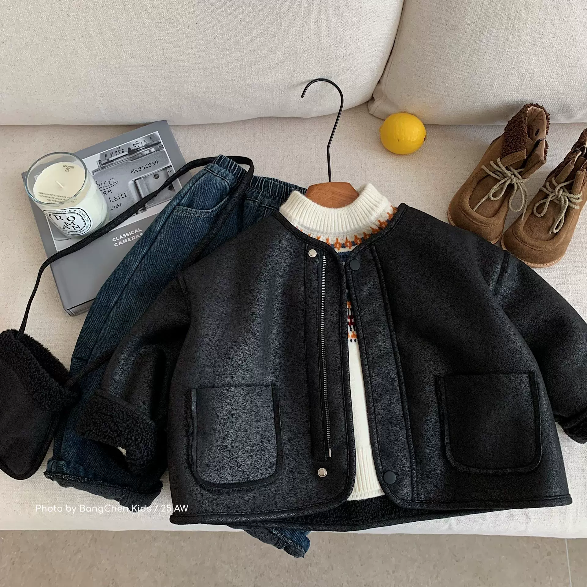 邦诚儿童外套2025冬季新品潮韩版男女童小背包复合夹克中小童冬装