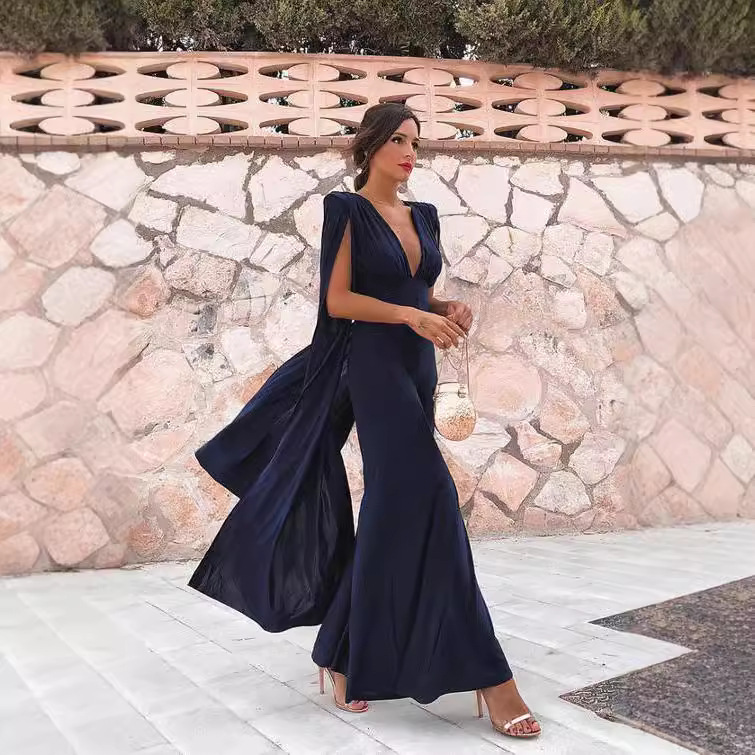 2023 Europa y América primavera y verano Comercio exterior ropa de las nuevas mujeres deseo Amazon sexy Deep V Slim vaina vestido image 5
