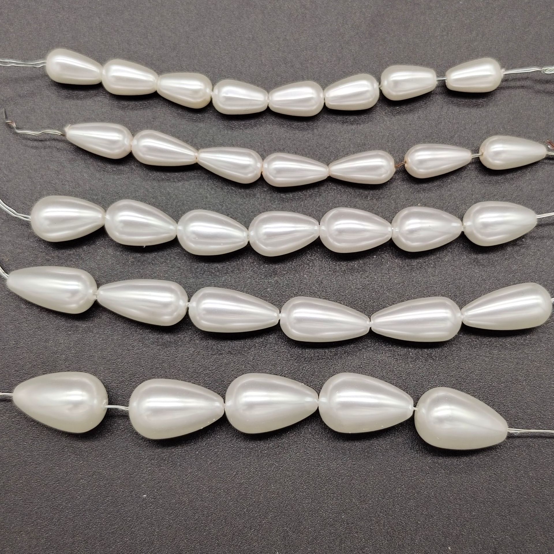 韓國工藝水滴形全孔珍珠 高亮直孔水滴仿珍珠飾品配件手鍊DIY配件