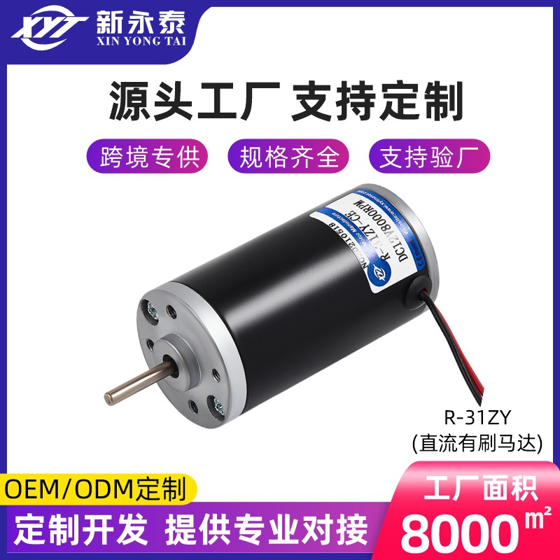 源头工厂31ZY永磁直流电机12v微型大功率马达24v正反转支持跨境