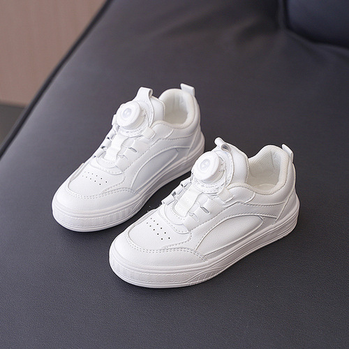 Children's white shoes, girls' sneakers, breathable casual shoes, 2024 spring new style knob boys' campus white shoes