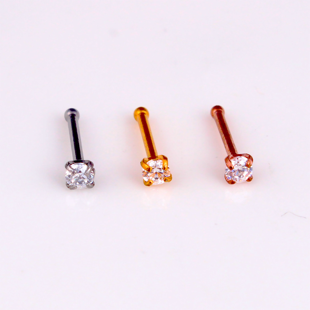 Cross-Border 1.5/2/2.5 Zircon Titanium Earrings Studs Nose Rings For Women Simple Stainless Steel Piercing_voghion.com