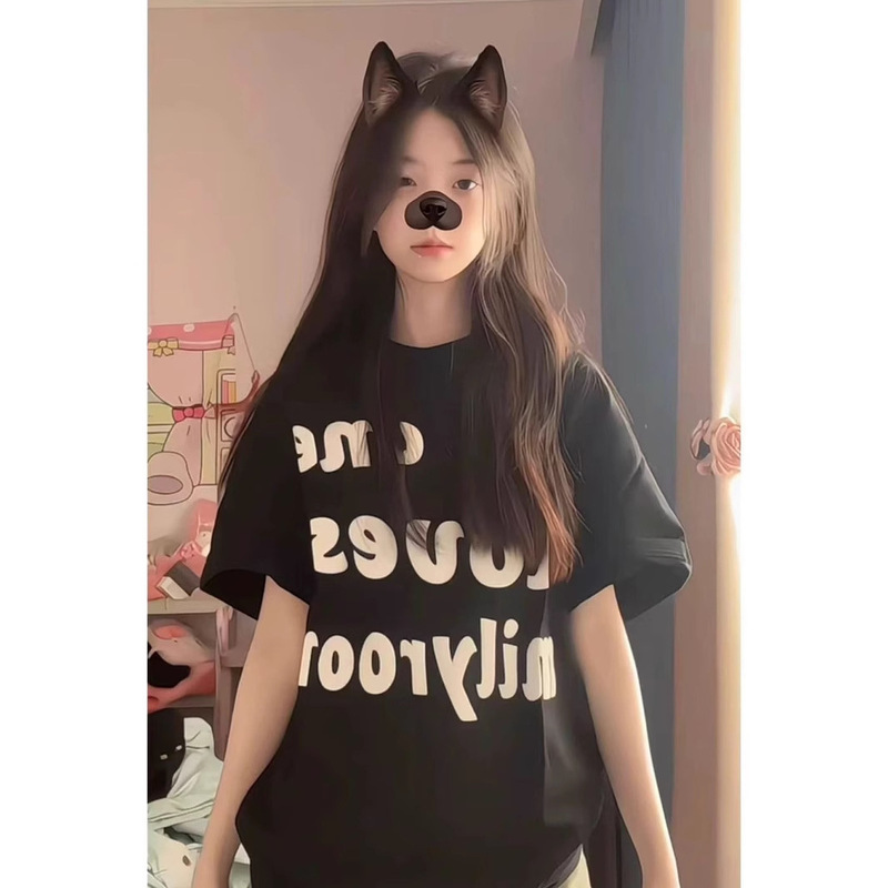 Printed Half-Sleeve T-Shirt Top Clothes Small Shirt Thin Pure Cotton Short-Sleeved T-Shirt Women's 100 Summer Style TEE Student Trend