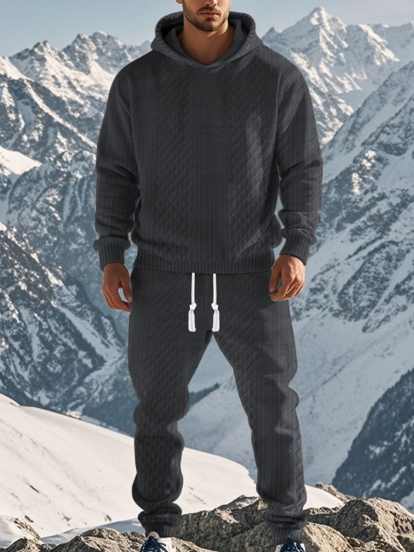 Abbigliamento maschile alla moda, felpa con cappuccio, felpa jacquard, casual, sportivo, pantaloni della tuta_voghion.com