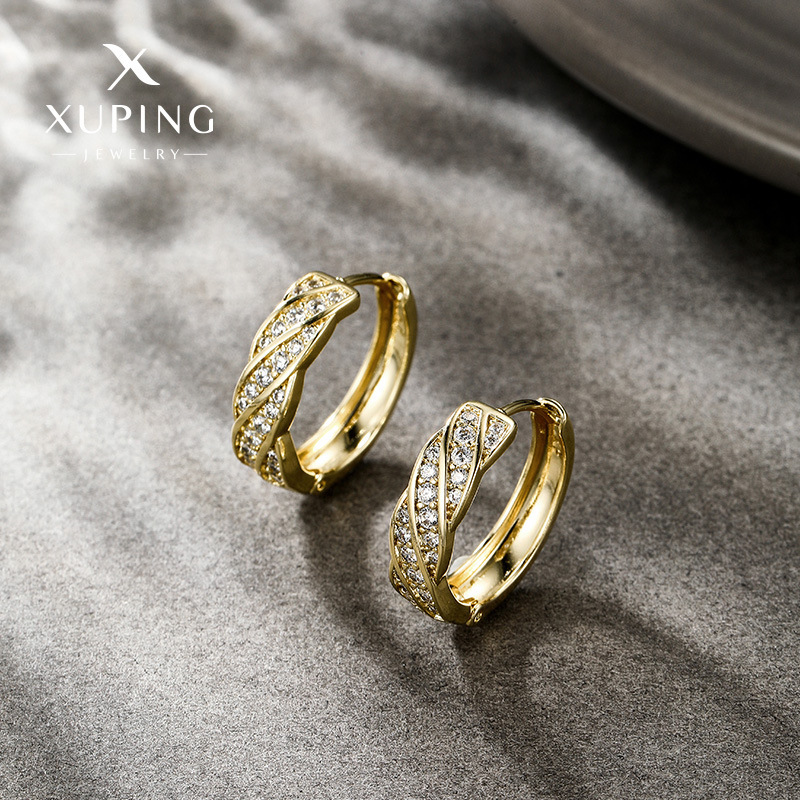 Xuping aleación de cobre gemas artificiales de moda simple aretes de círculo geométrico aretes de aretes