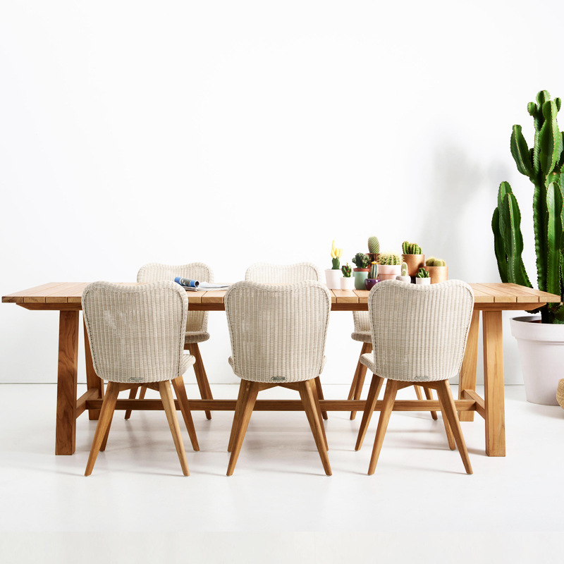 Outdoor table and chair courtyard outdoor rattan chair set, open-air solid wood waterproof sun-resistant Nordic open-air garden leisure furniture