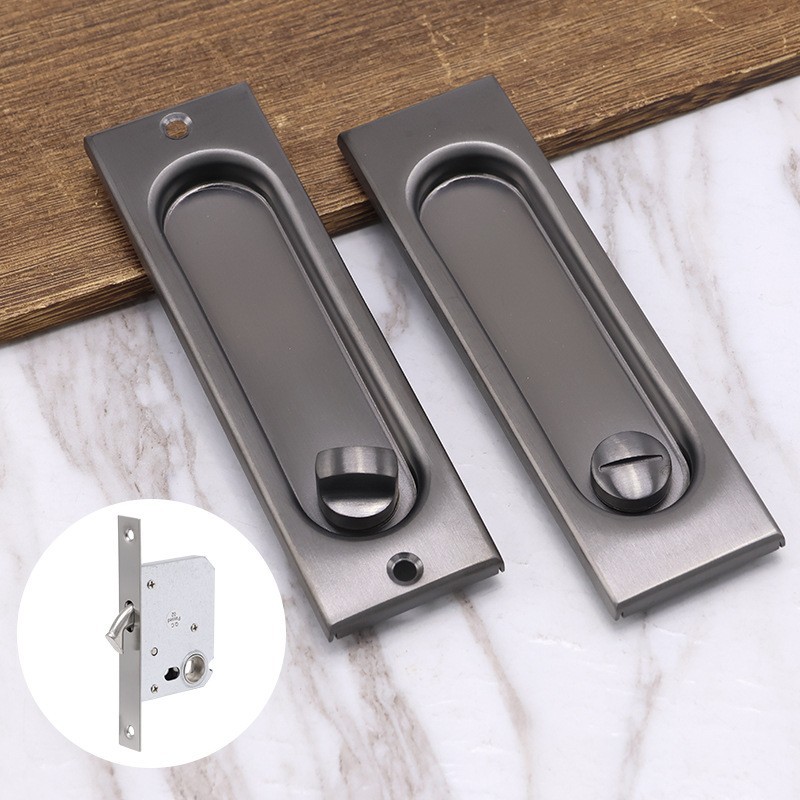 Cerradura de puerta de acero inoxidable americana cerradura de puerta deslizante para balcón interior cerradura de puerta deslizante cuadrada incrustada cerradura de gancho
