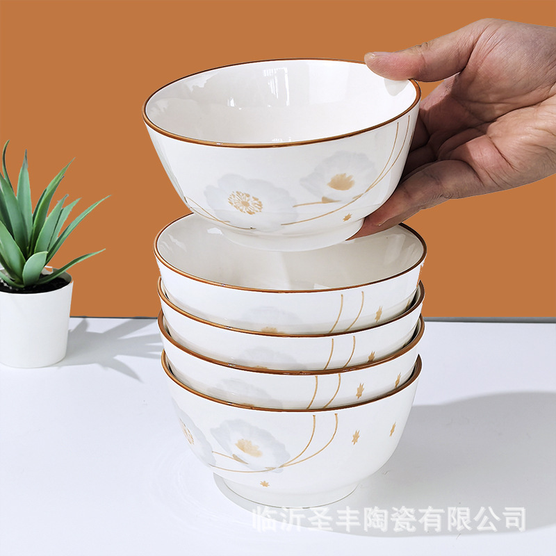 Factory wholesale ceramic tableware ceramic printing 5 salad color with bar code price discount warehouse in stock