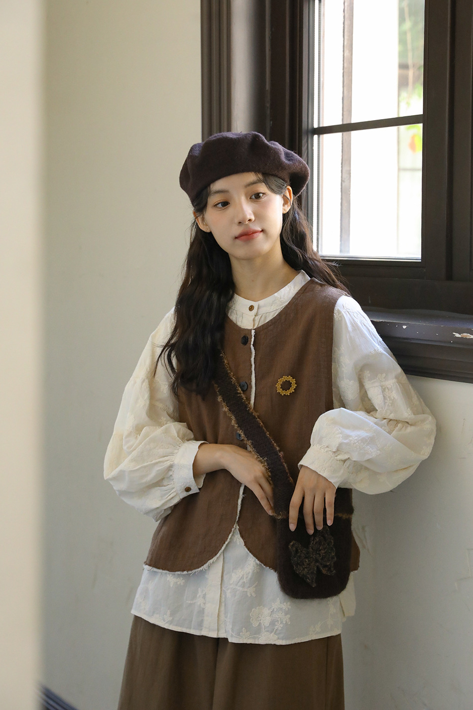 Real Shot: Japanese-style Design, Elaborate Embroidery, Pure Cotton Women's Shirt, Spring French Vintage High-end Shirt_ecoleips.com