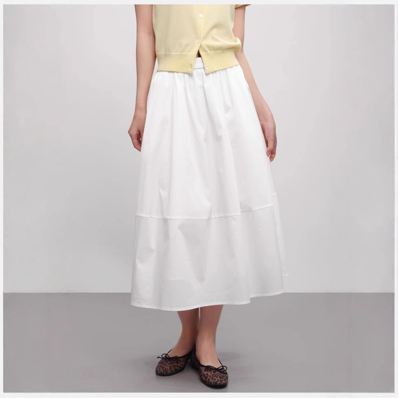 White Flower Bub Skirt Breathable Nano Sunscreen Black Technology Skirt Women's High Waist A- Line Umbrella Skirt Long Skirt for Summer