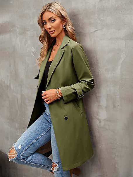 Women's Casual Classic Style Solid Color Double Breasted Coat Trench Coat display picture 2