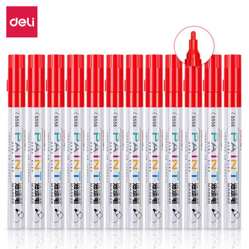Deli S558 waterproof paint pen, touch-up pen, marker pen, tire pen, sign-in pen, graffiti pen, office stationery wholesale