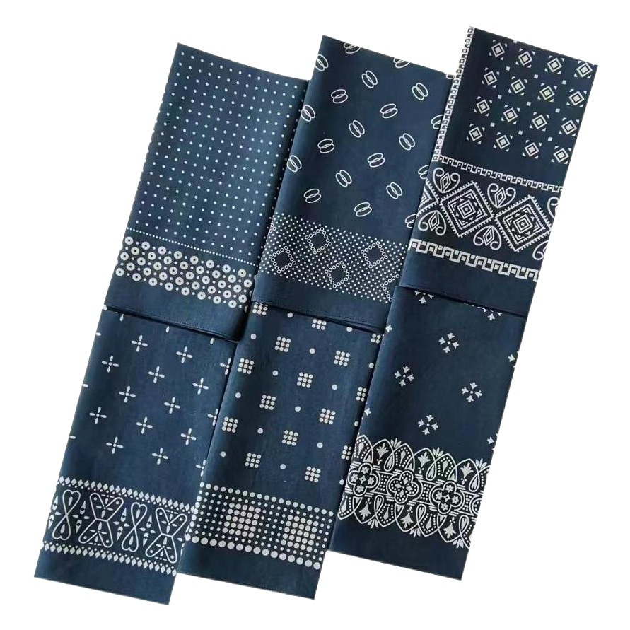Cotton Bandana Cyan Multi-Flower Square Scarf Headscarf Casual Outdoor Cycling Headscarf Hip-Hop Dress up Face Towel