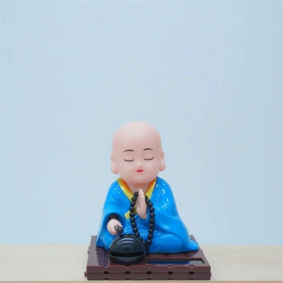Solar-Powered Wooden Fish Nodding Car ornaments - 99312cm-blue-square-bottom