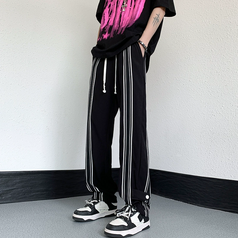 Summer small design trousers for leisure, American style, loose straight fit, trend of season