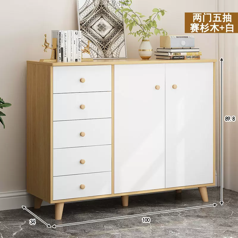 简易斗柜五实木腿走廊储物柜家用抽拉式美甲收纳柜柜子客厅摆放厂
