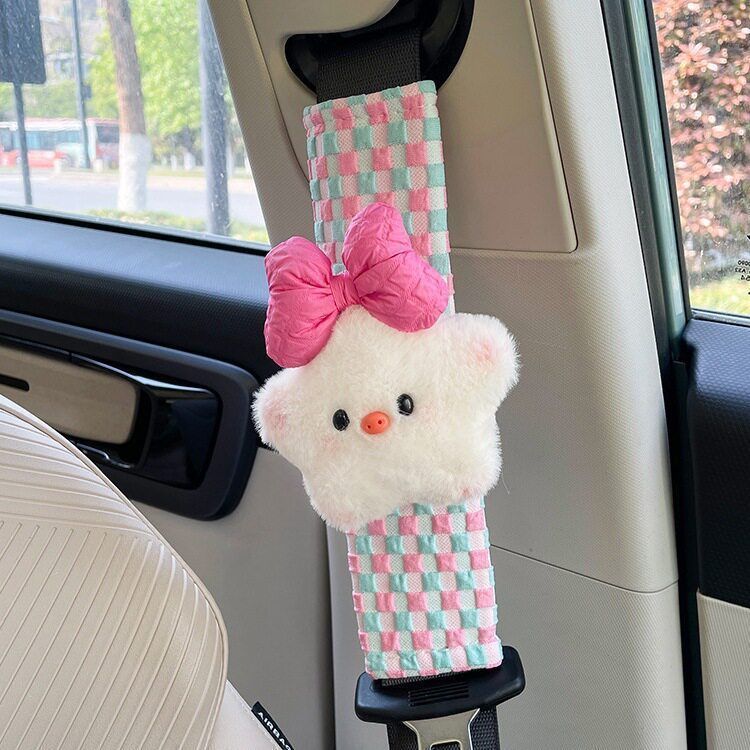 Car seatbelt shoulder pad cute star pig car safety protector for children, a pair for couples, anti-neck strangulation for women