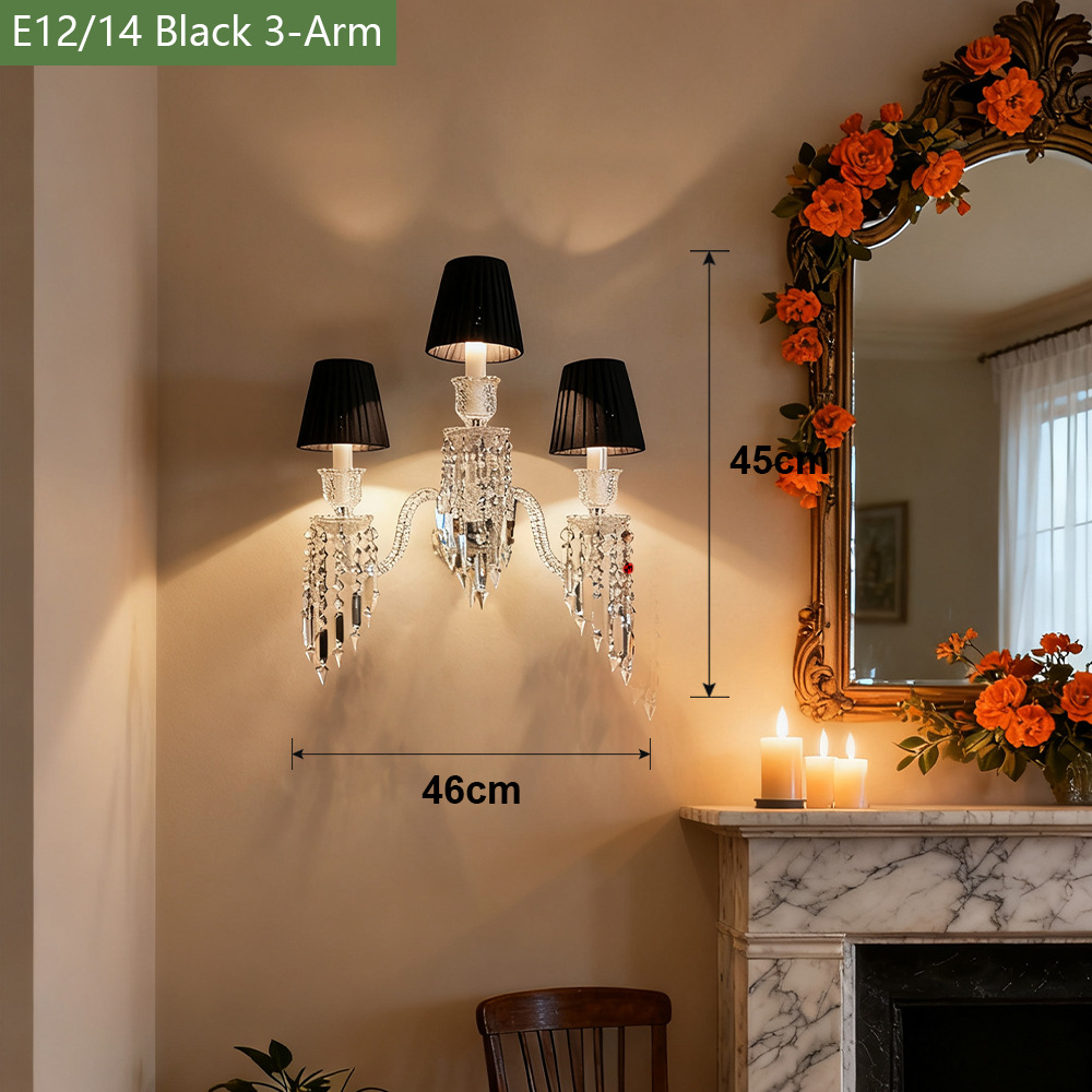 Luz de lujo de cristal francés lámpara de pared de fondo de la sala de estar moderna y simple dormitorio cabezal de cama pasillo lámpara retro