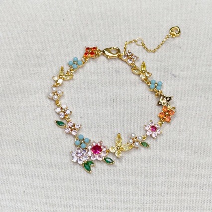 Kate Spade Flower Bracelet Female Flower Bracelet Sweet Colorful Zircon Bracelet