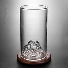 辦公無把觀山杯透明玻璃泡茶杯 大容量家用帶把創意玻璃綠茶杯