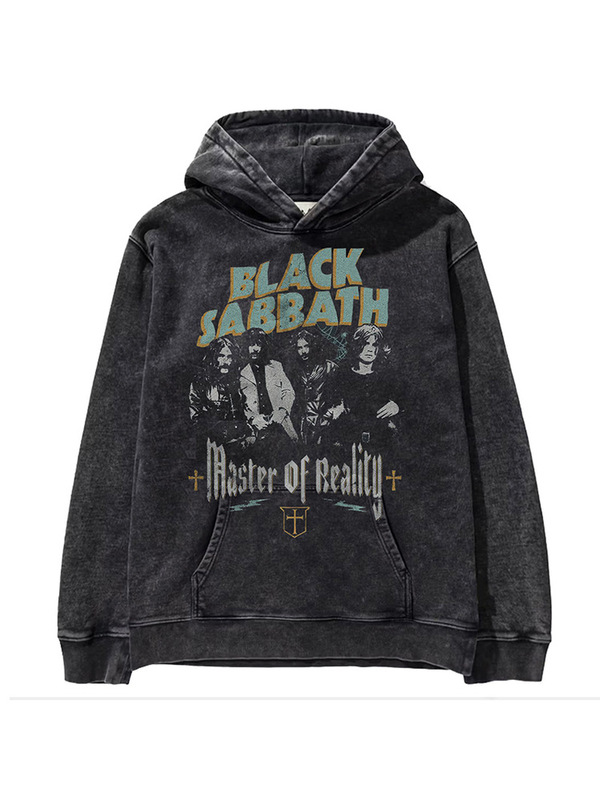 Black Sabbath Black Sabbath Band European and American Dark Devil Washed Loose Men's Hooded Sweatshirt