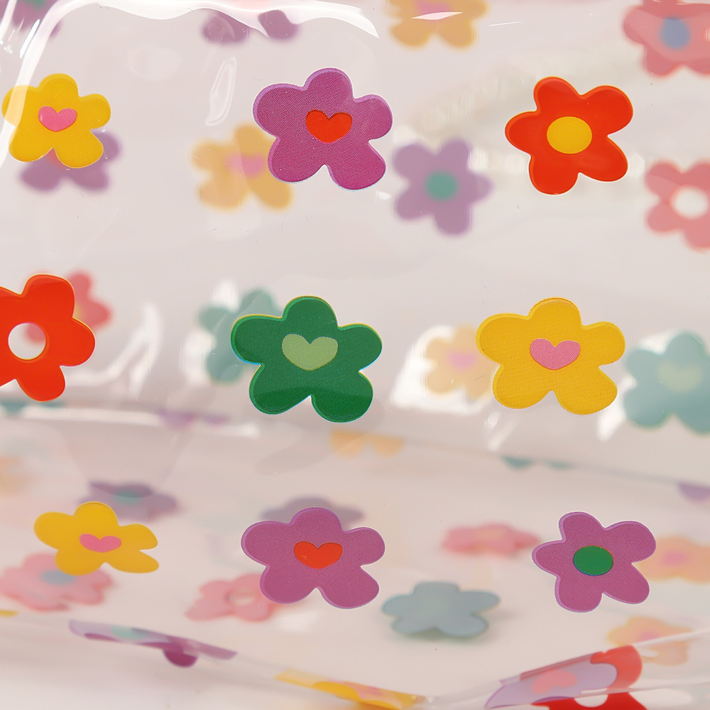 Bolsa de maquillaje impermeable transparente transfronteriza de flores portátil de gran capacidad para mujeres almacenar bolsa de lavado especial para viajes