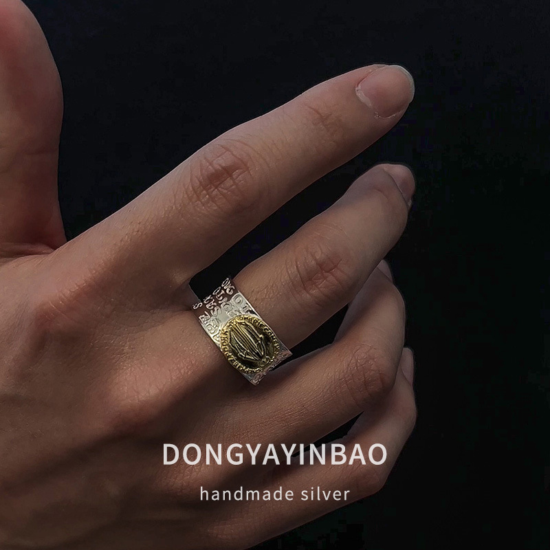 Anello da uomo in argento sterling con lettera design oro_voghion.com