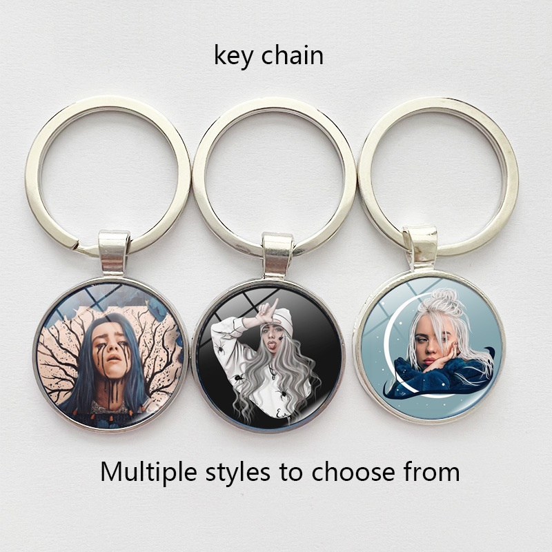 Singer Billie Eilish Star Street Shooting Alloy Time Gem Key Ring