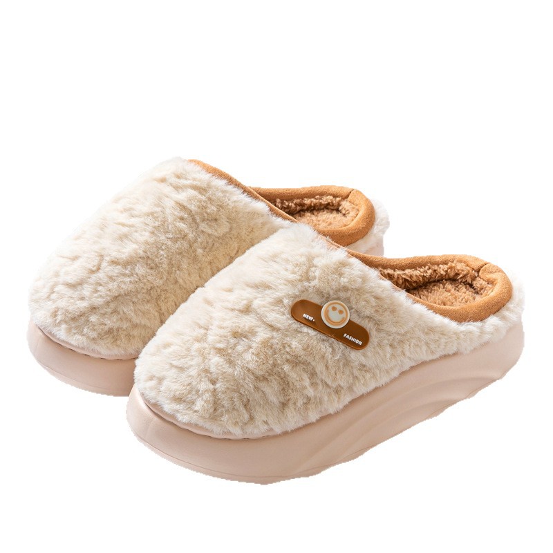 Zapatillas de Lana de Cordero con Plataforma para Mujer de lana artificial y EVA, antideslizante, cálido, para el hogar