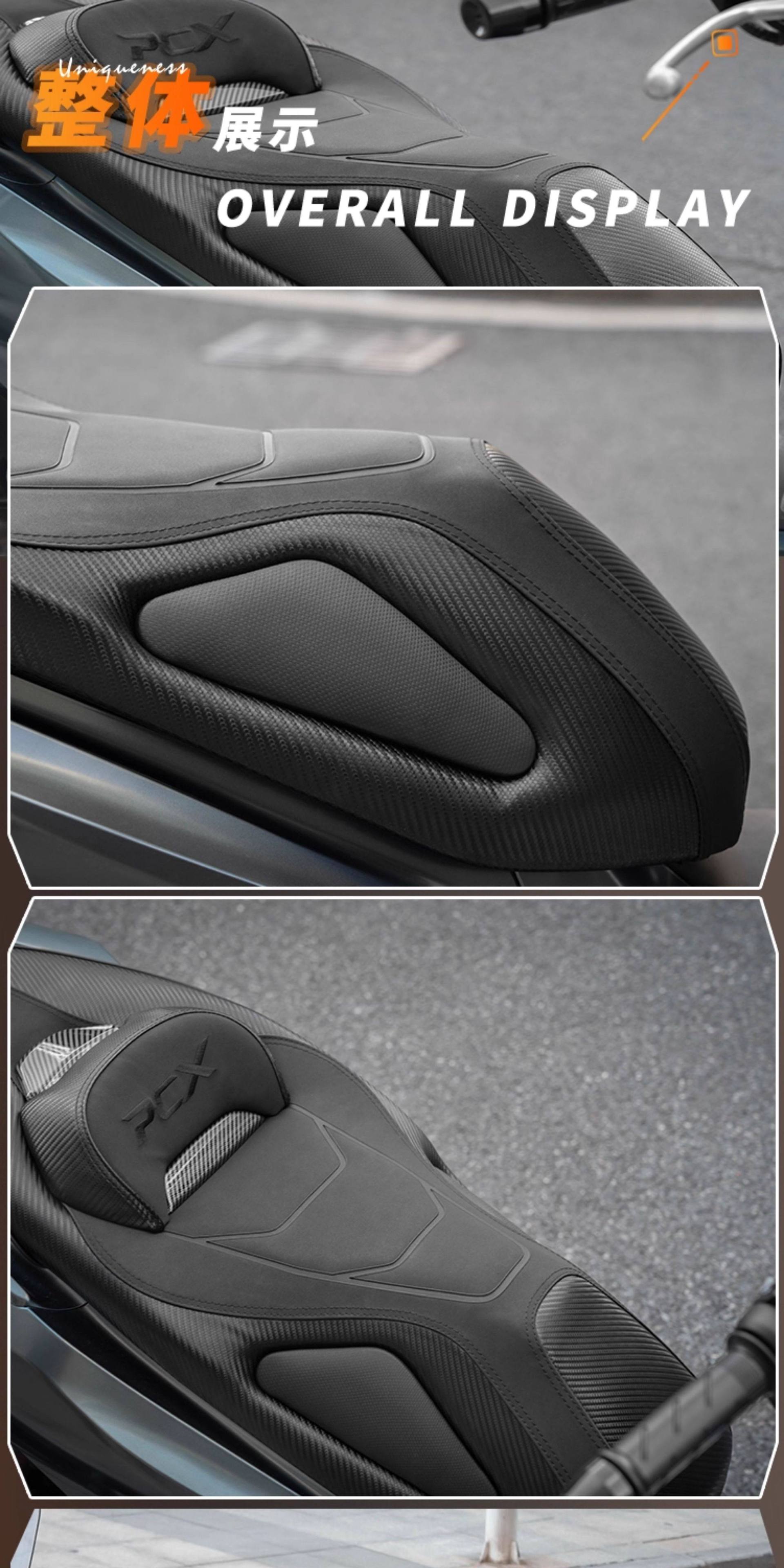 Suitable for 21-25 Honda Pcx160/125 Modified Seat Cushion with Embroidered Decorative Piece and Heightened Lumbar Support Cushion