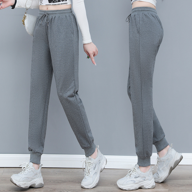 High-Waisted Elastic Jogger Casual Sweatpants for Women, Spring and Autumn, Middle-Aged Mom, Solid Color Versatile Slim-Fit Sweatpants