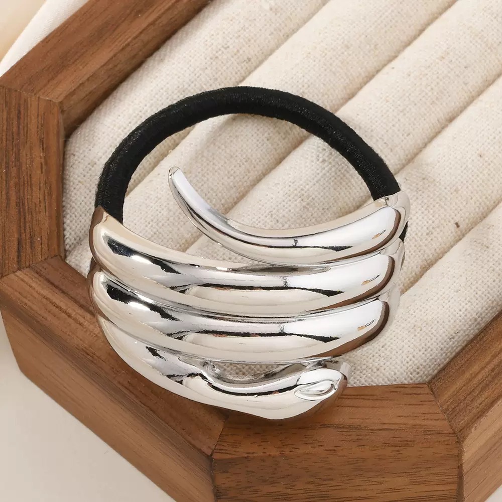 Europa y los Estados Unidos de moda transfronteriza nuevo anillo de cabello personalidad nicho aleación brillante cuerda de cabello simple color de retención de la cabeza de desgaste adornos de cabello