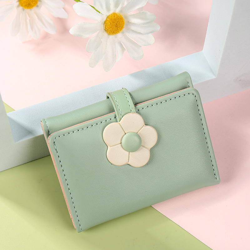 Cartera de regalo 2024, cartera corta para mujer, bonitas flores pequeñas, estilo coreano fresco, monedero para celebridades de Internet, envío directo
