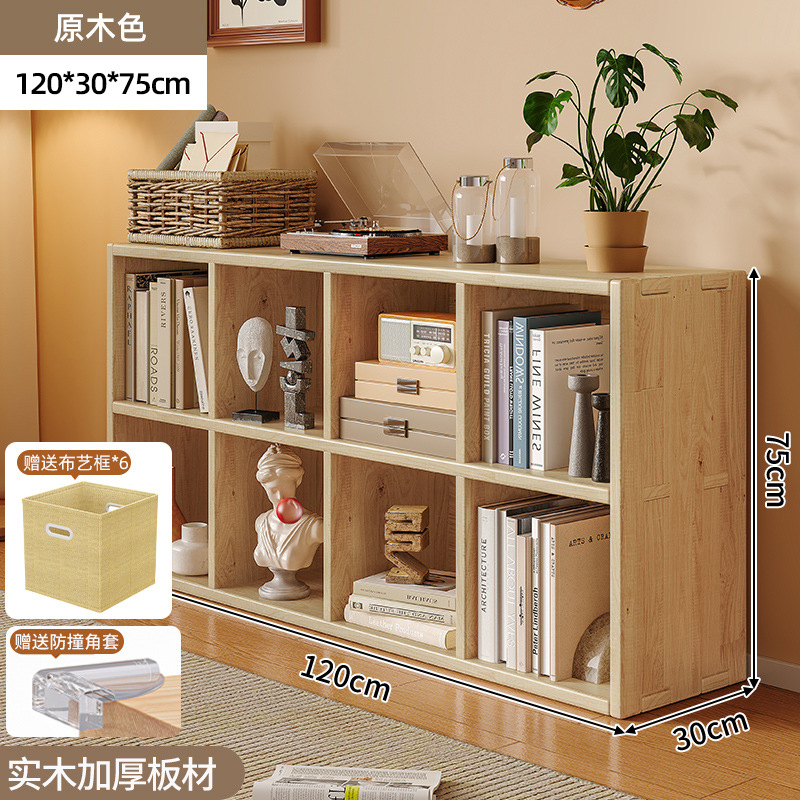 Gabinete de madera maciza con cajón de madera de madera de piso estante de color nuez ocho cuadrones bajo gabinete de almacenamiento