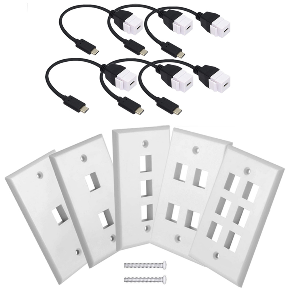 USB3.1 TYPE-C母带线插座带卡扣面板母口线USB墙插USB直插面板；