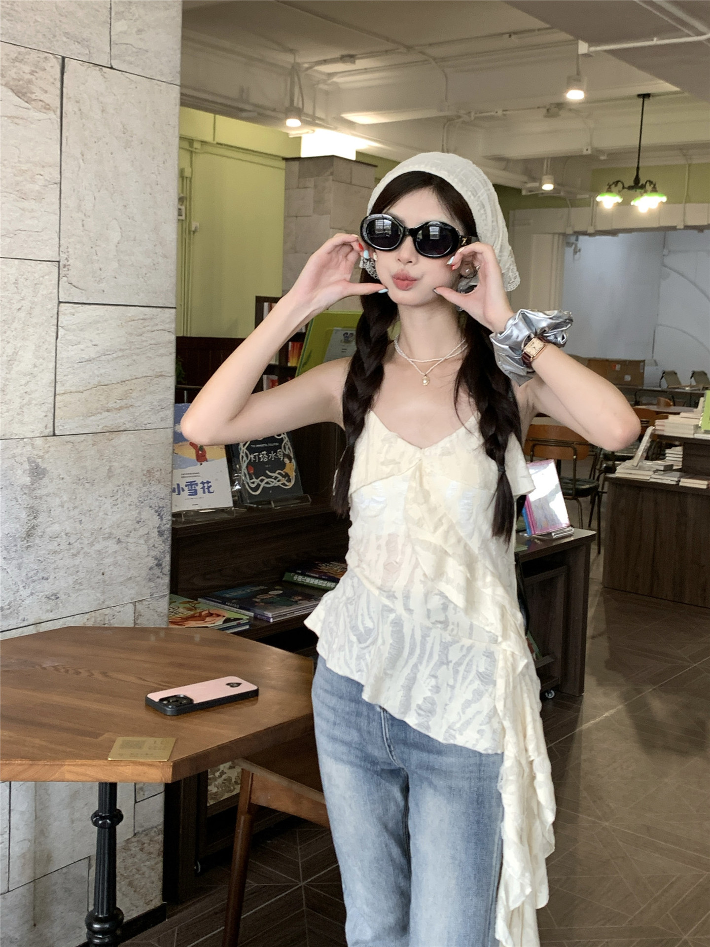 Women's V-Neck Ruffled Cami Top