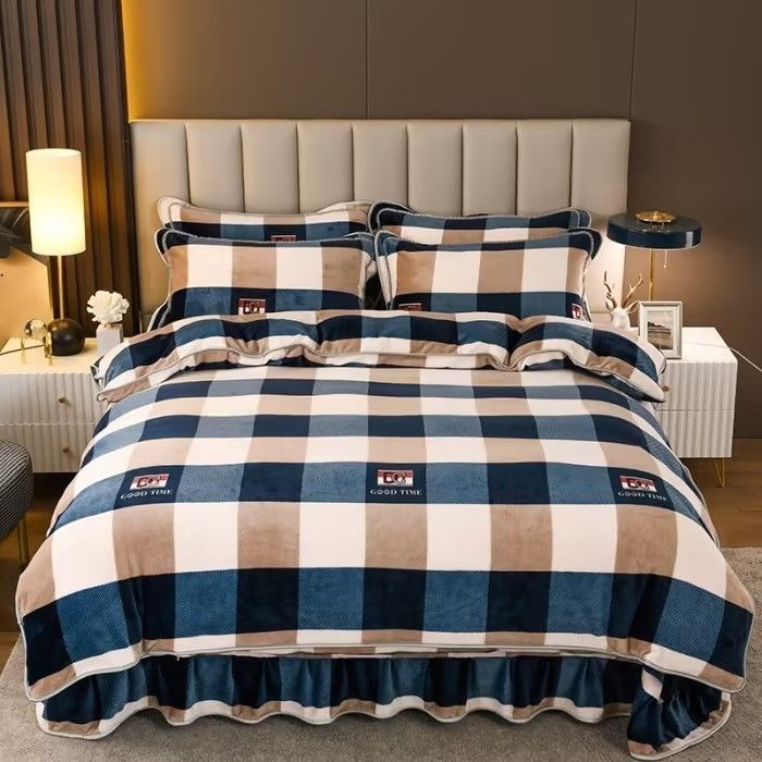 블루 라지 그리드 [고밀도 시리즈 벨벳 4종 세트] TH