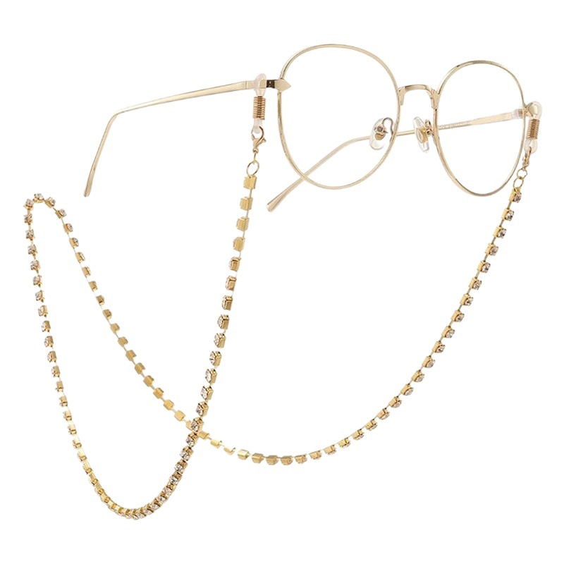 Europe and the United States cross-border simple diamond glasses chain national style glasses lanyard rhinestone mask chain mask spot