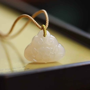 Natural Xinjiang Hotan Jade Jade Supply Chain Qinghai Material Old Material Lotus Root Powder Color Jade Lotus Pendant Pendant with Certificate