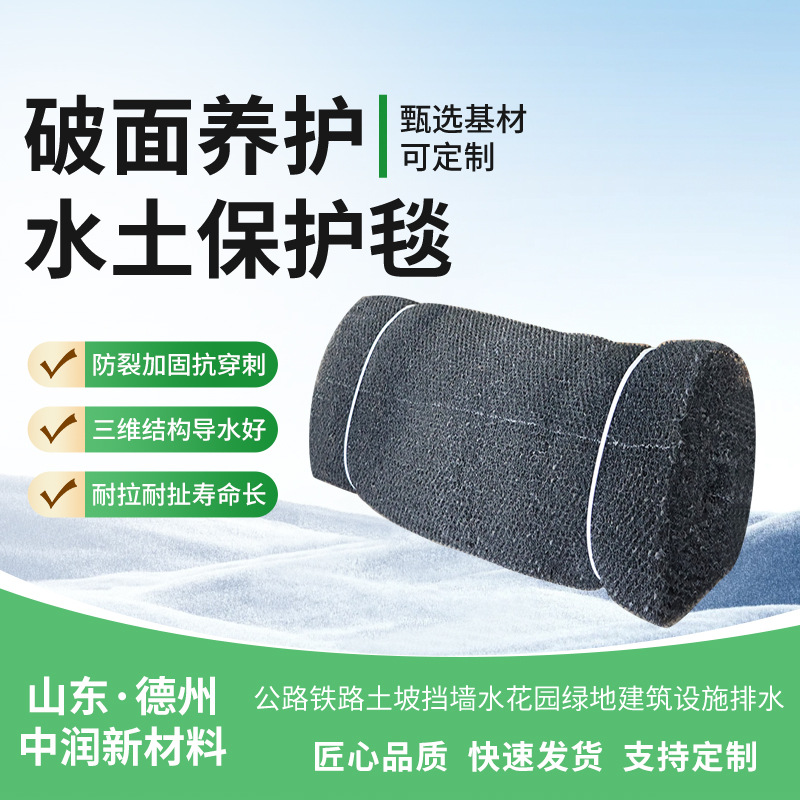 聚酰胺平面型水土保护毯 边坡防护河道护坡防水土流水柔性保护毯