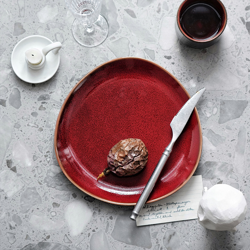 Nordic ins horno vajilla de cerámica restaurante del hotel placa irregular de sushi Placa de carne placa de la casa