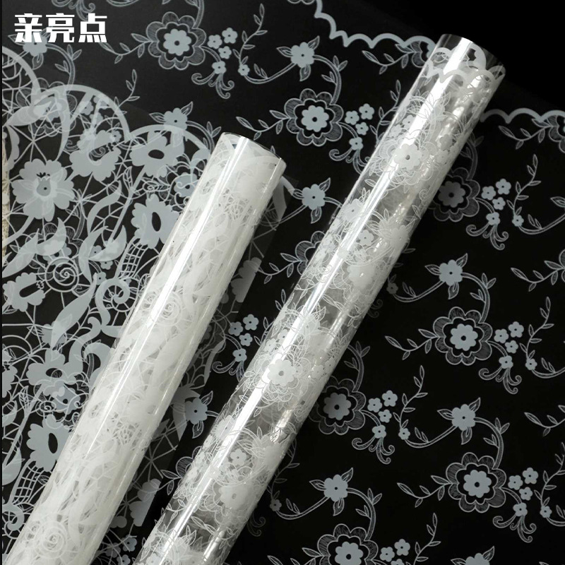 情人节蕾丝纱网透明OPP玻璃纸鲜花包装纸花束包花纸材料防水花艺