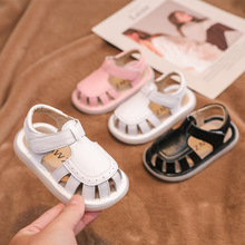 婴儿凉鞋女宝宝1-3岁防滑男童学步鞋0夏季新款真皮软底海边鞋子2