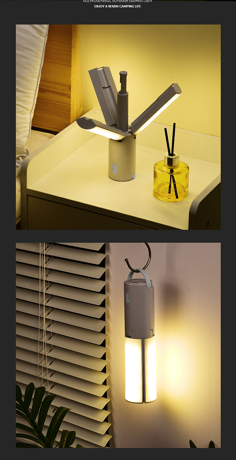 Outdoor Folding Multi-Function Camping Lamp, Tent Light, Camp Lantern, Handheld Hanging Light, Student Dormitory Lighting_voghion.com