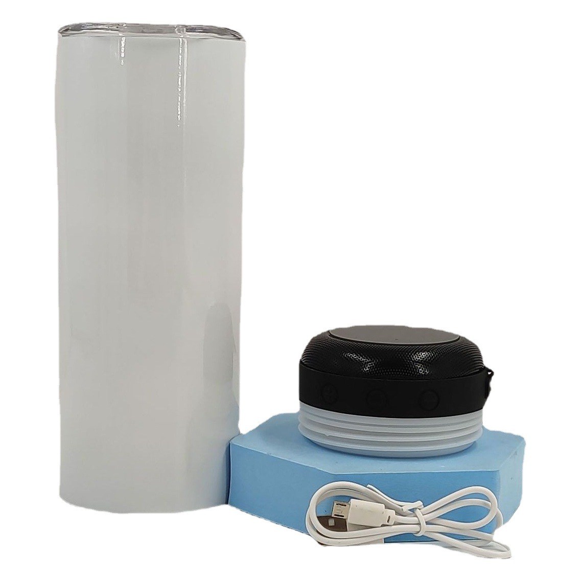 Sublimación música inferior taza recta Altavoz Bluetooth taza 304 Acero inoxidable inteligente música taza recubrimiento blanco inteligente