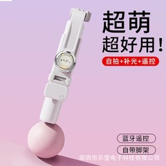 新型アニメブルートゥース一体式自撮り棒撮影神器携帯電話通用補光美顔生放送スタンド