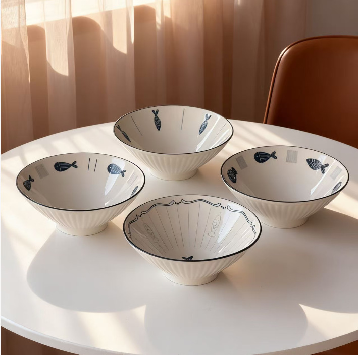 Japanese-style Ramen Bowl Home Ceramic Tableware Noodle Bowl Large...