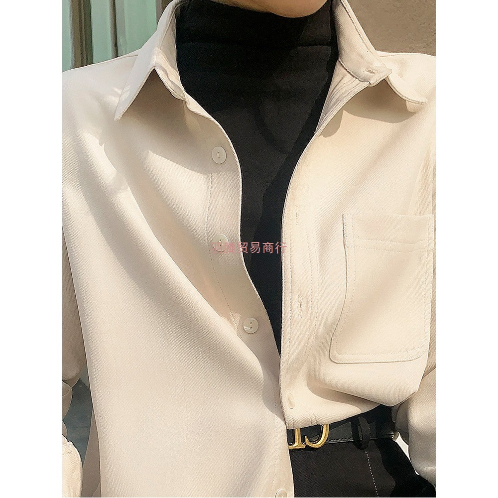 灯芯绒磨毛衬衫女2025新款春秋季叠穿内搭打底上衣长袖衬衣外套