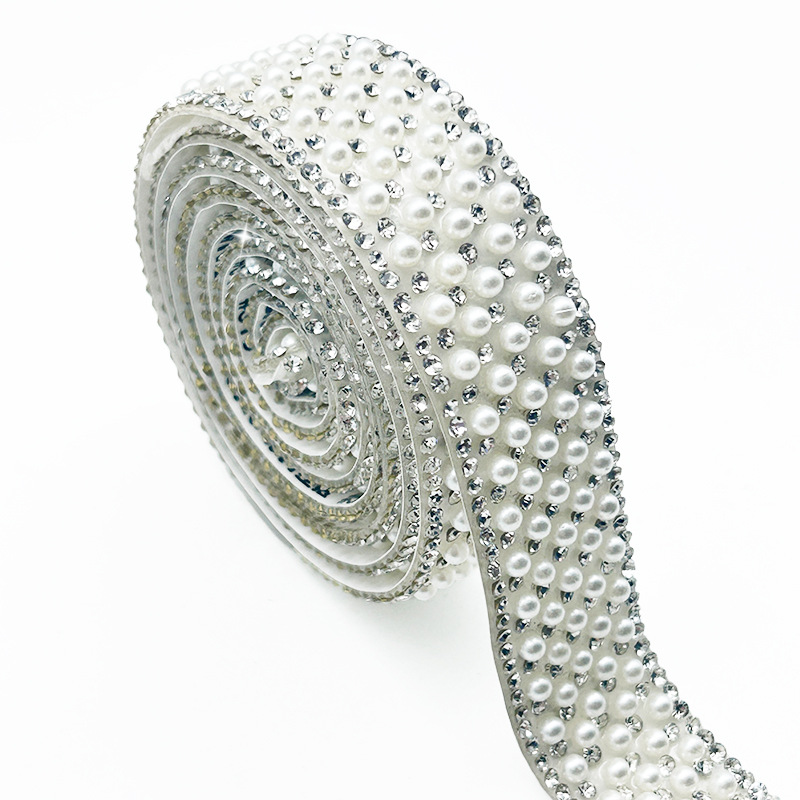 Pegatinas de diamantes de imitación transfronterizas tiras de diamantes de cristal autoadhesivas accesorios de joyería de bricolaje accesorios de ropa de diamantes de imitación tiras de diamantes de imitación de perlas