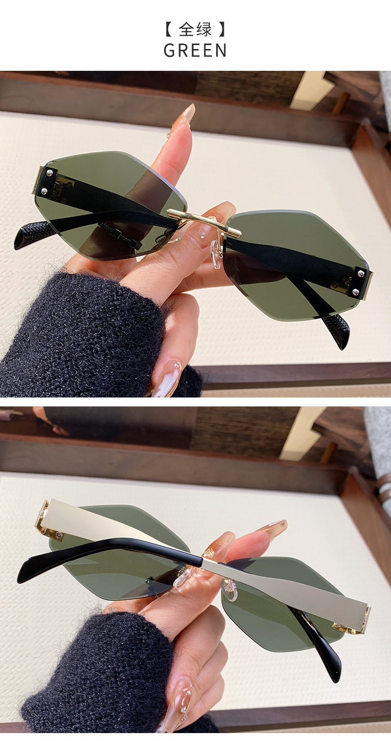 Elegant, Simple Style Style Elegant Simple Style Solid Color PC UV400 Protection Polygon Frameless Women's Sunglasses